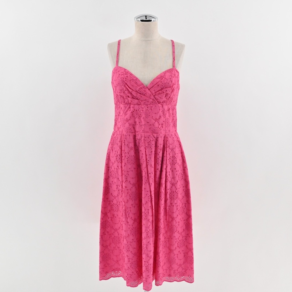 Lilly Pulitzer Pink Eyelet Dress Womens Sz 8 Sundress Summer Cotton White Label
